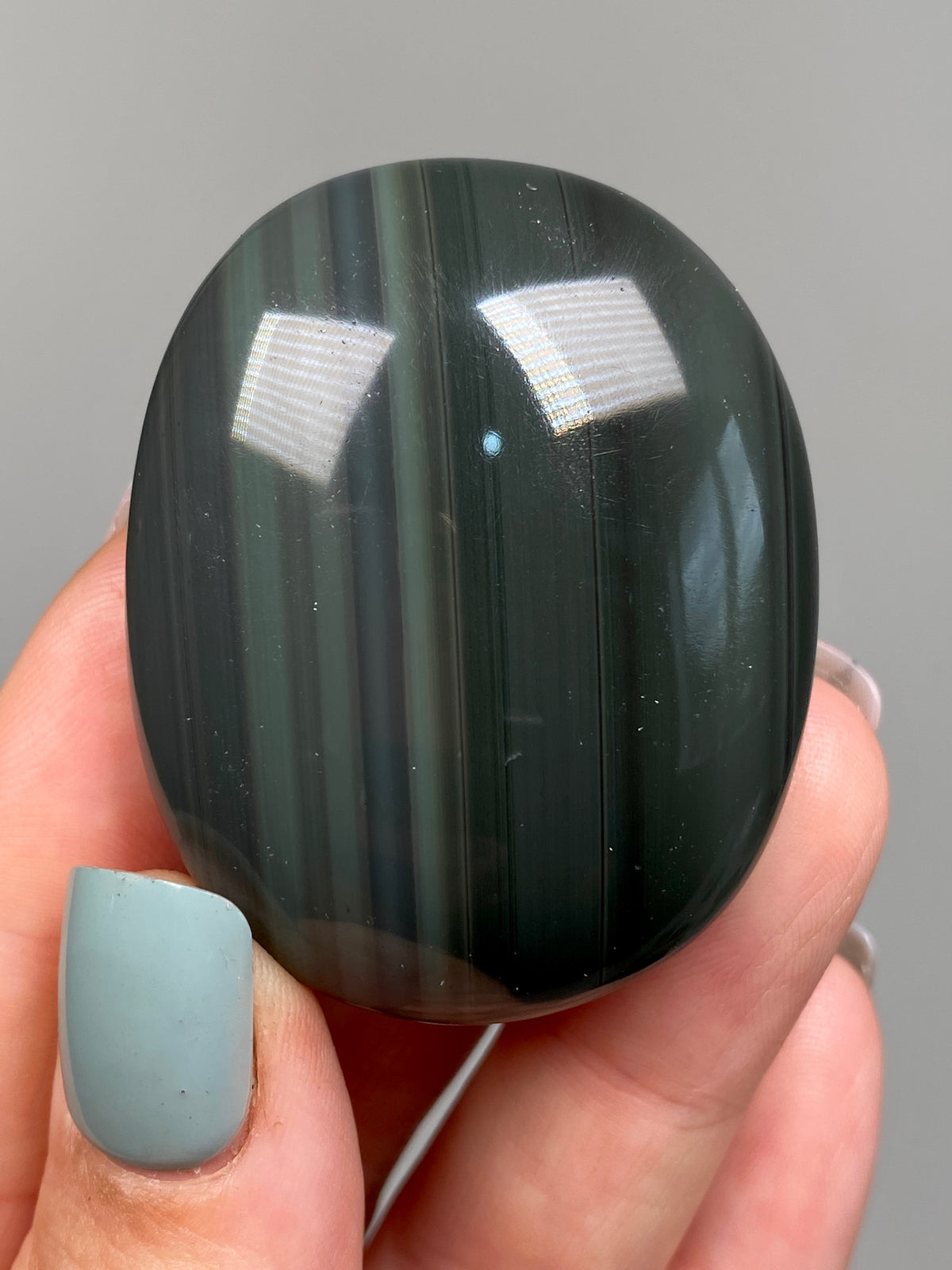Platinum Obsidian Palm Stone (E)