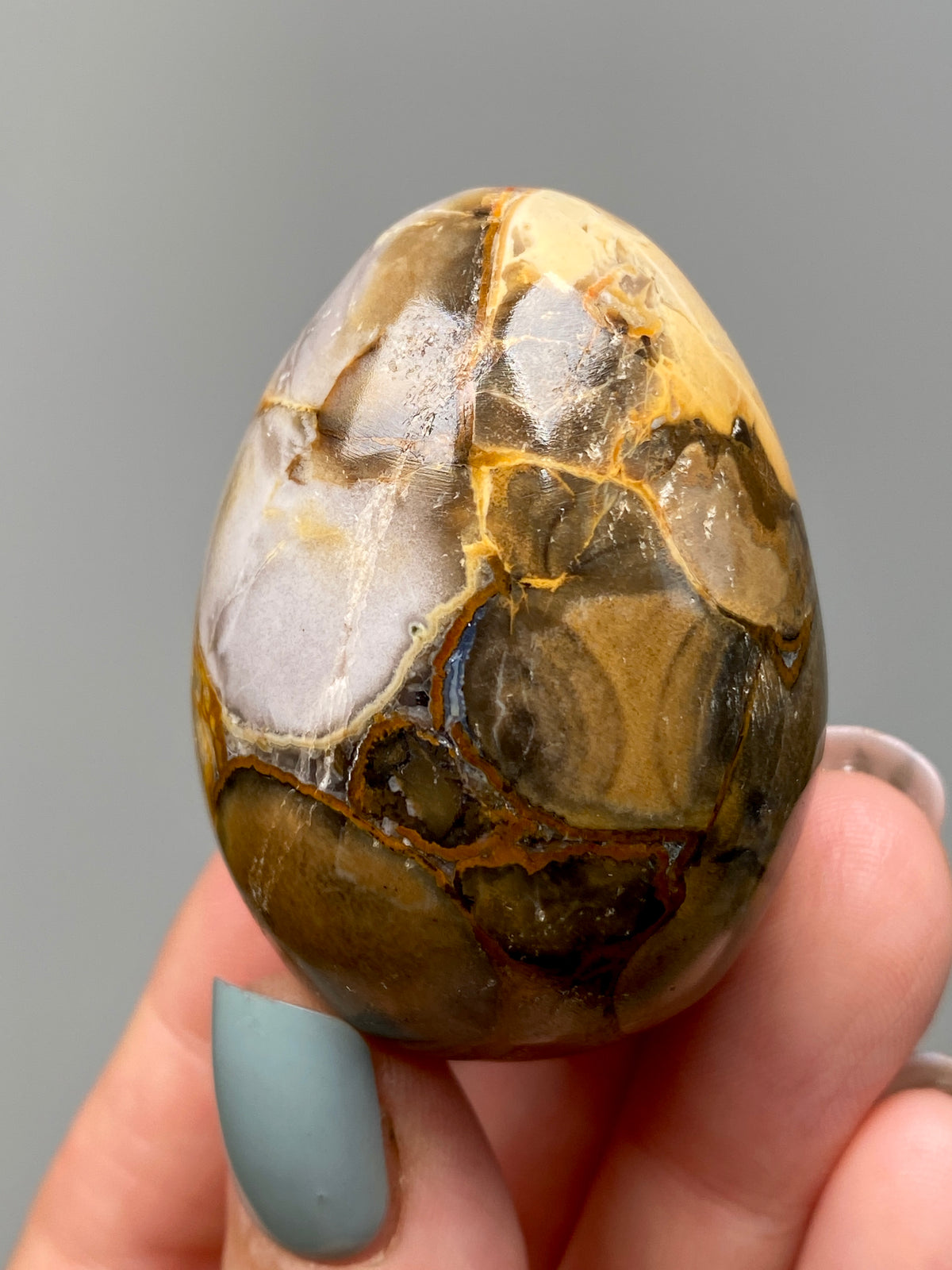 King Cobra Jasper Egg (B) | Lilac Grey, Yellow & Orange Cobra Jasper Crystal Egg
