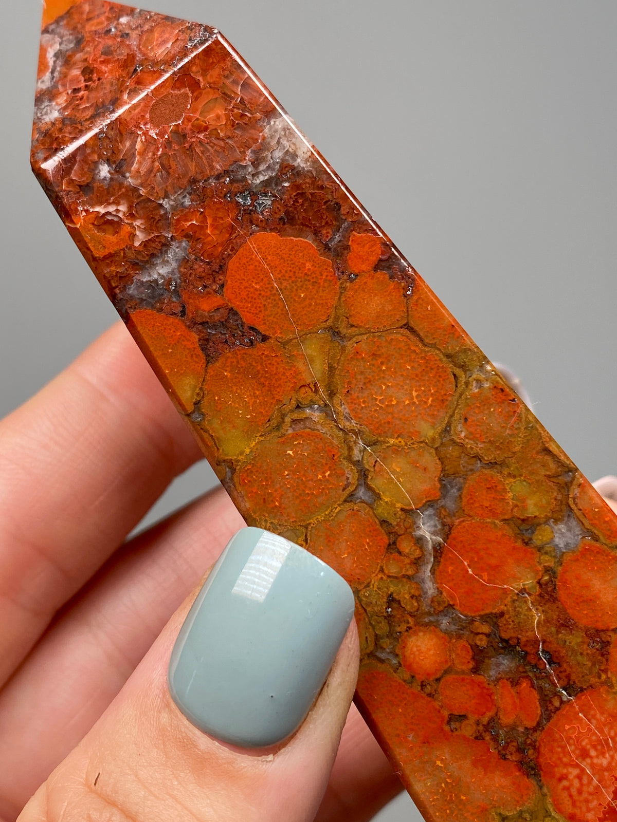 Red King Cobra Jasper Tower (B) | Red, Yellow & Pink Cobra Jasper Obelisk with Quartz
