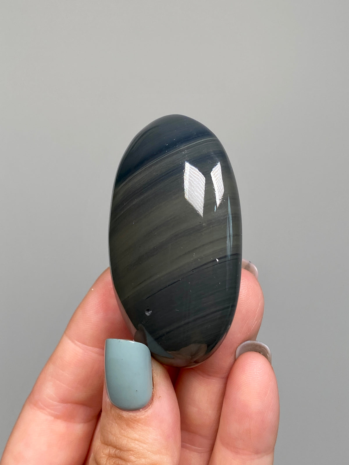 Platinum Obsidian Palm Stone (B)