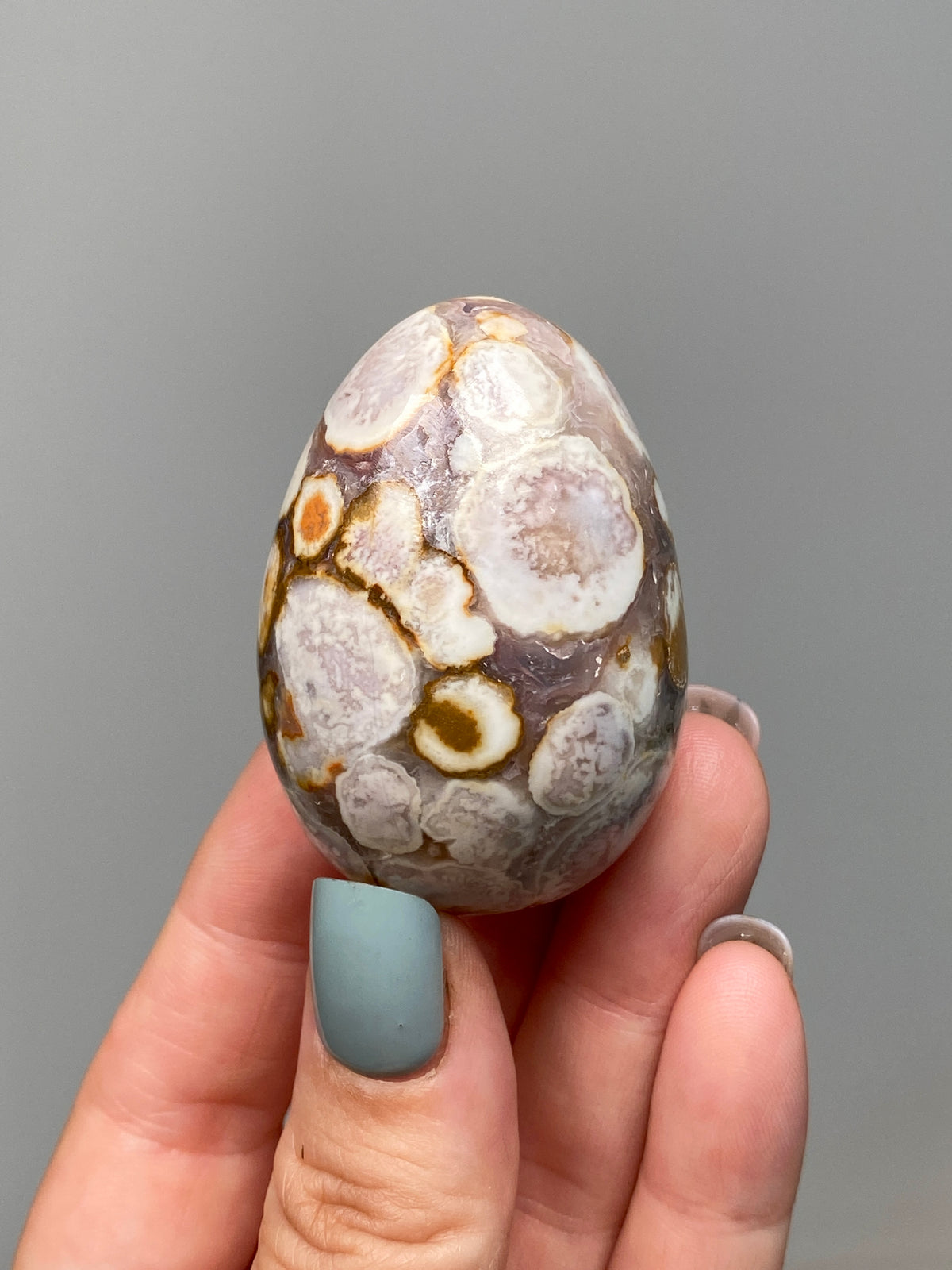 King Cobra Jasper Egg (C) | Lilac, Cream & Yellow Cobra Jasper Crystal Egg with Quartz