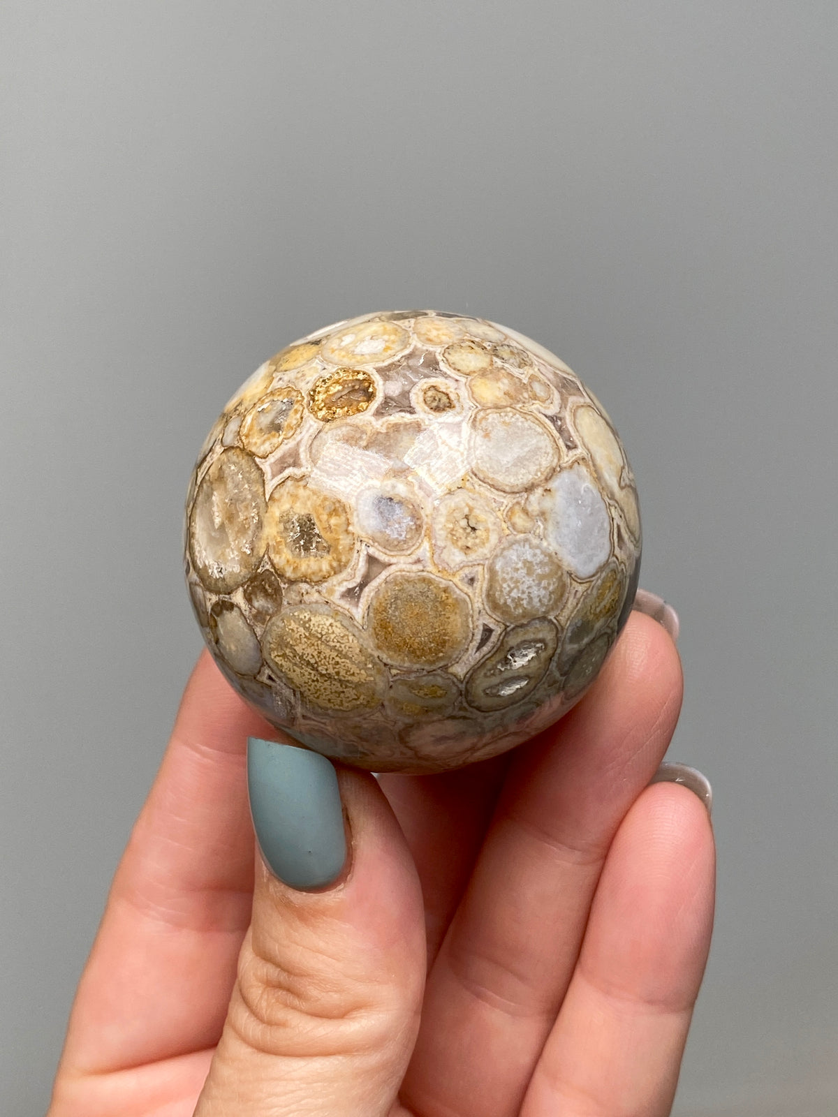 King Cobra Jasper Sphere (E) | Pastel Cream & Yellow Cobra Jasper Ball with Vugs
