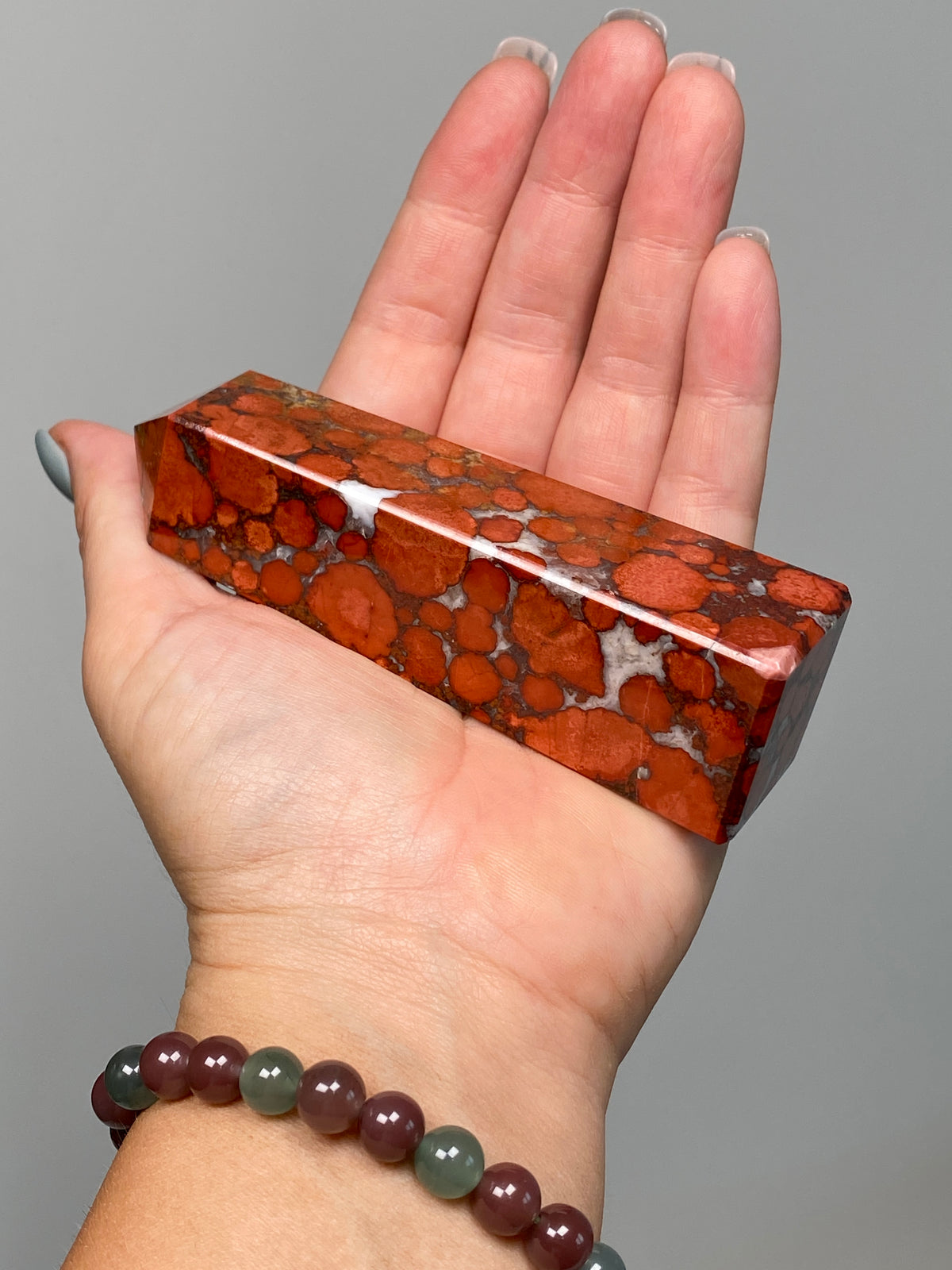 Red King Cobra Jasper Tower (C) | Vibrant Red & Yellow Cobra Jasper Obelisk with Quartz