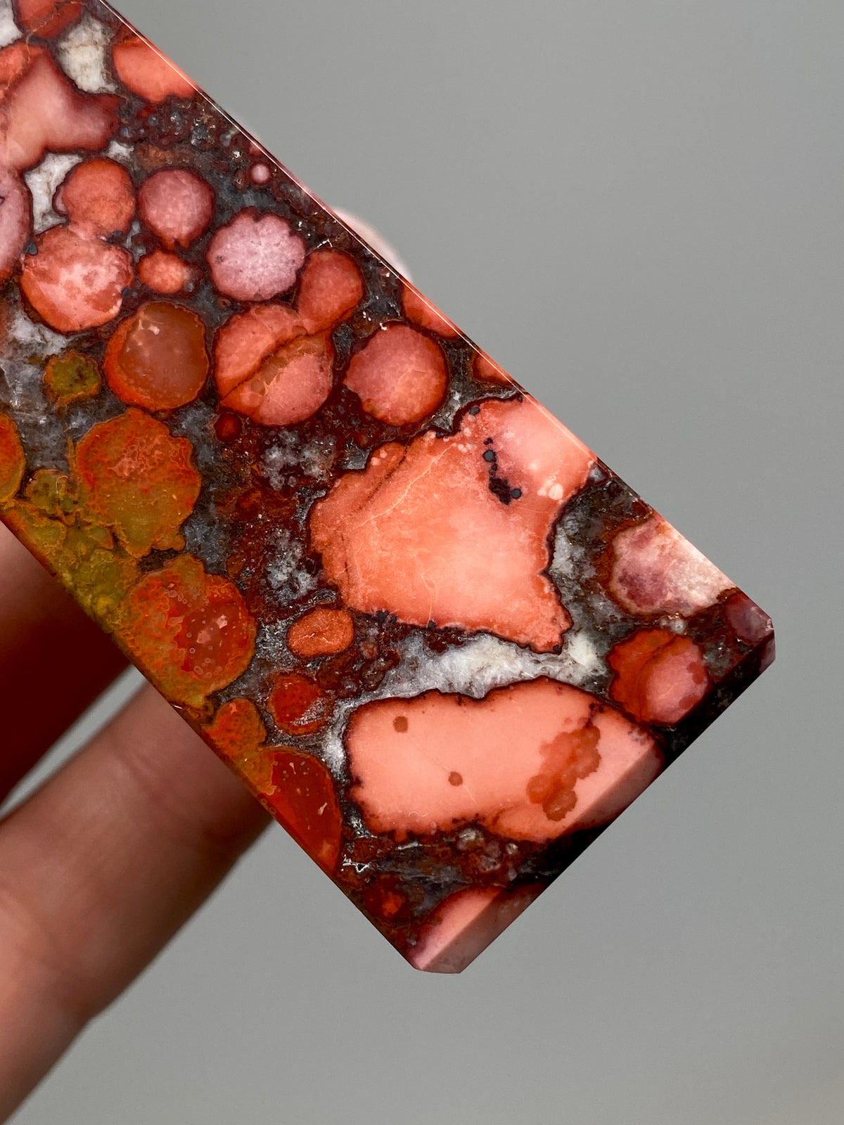 Red King Cobra Jasper Tower (E) | Red, Yellow & Pink Cobra Jasper Obelisk with Quartz