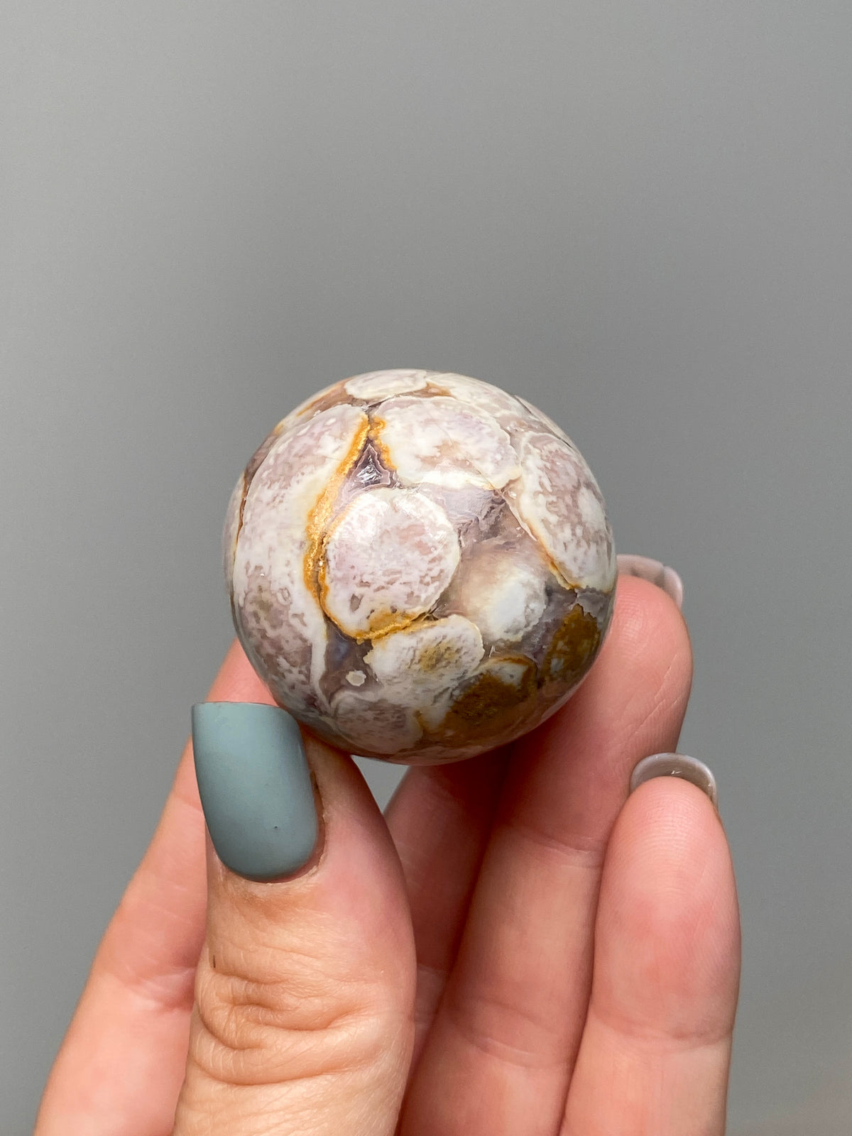 King Cobra Jasper Egg (C) | Lilac, Cream & Yellow Cobra Jasper Crystal Egg with Quartz