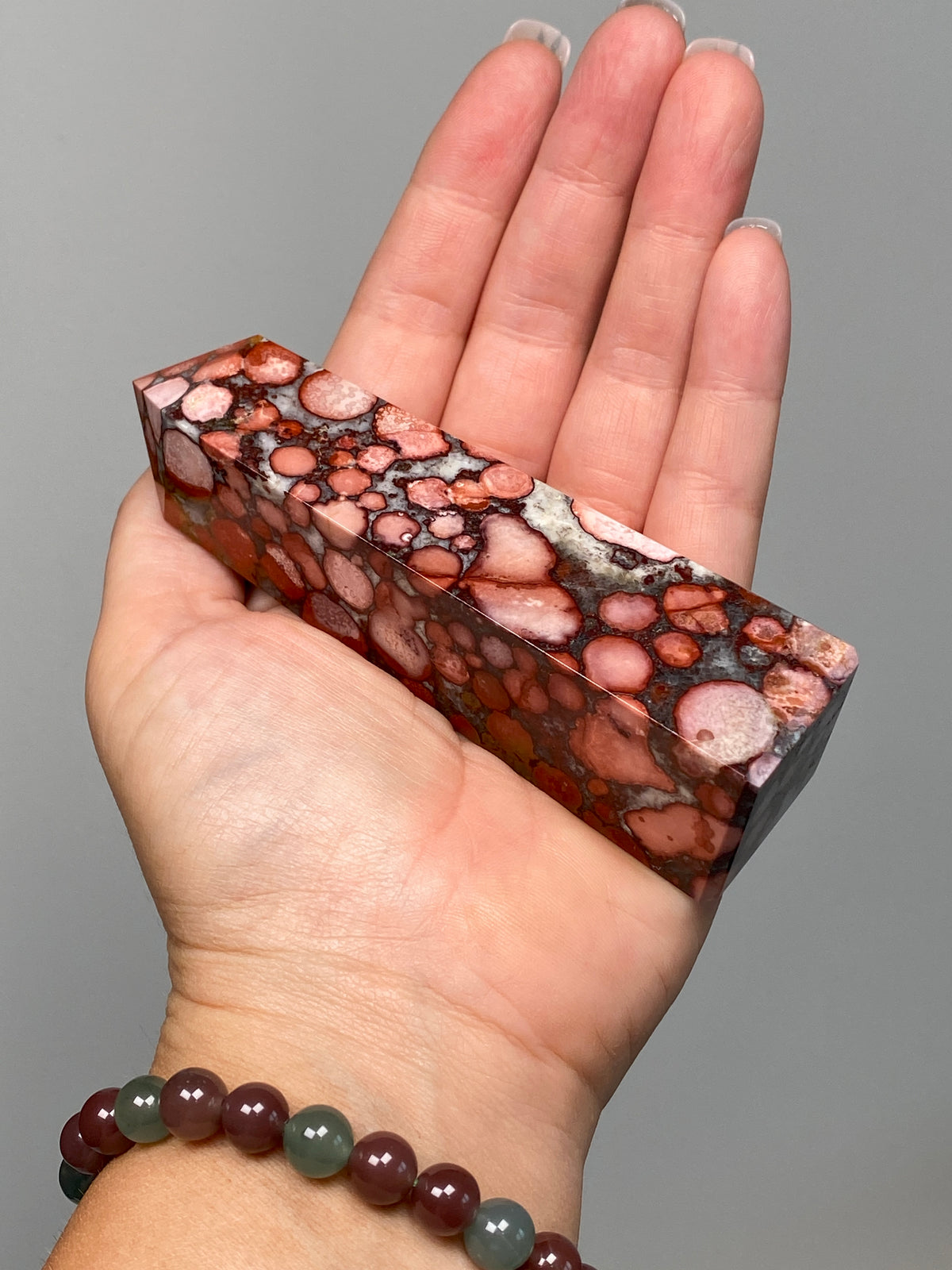 Red King Cobra Jasper Tower (E) | Red, Yellow & Pink Cobra Jasper Obelisk with Quartz
