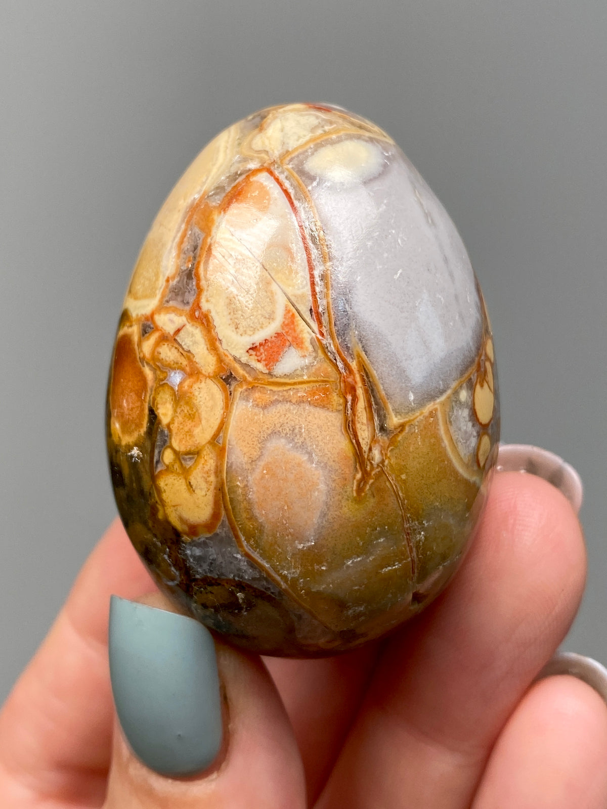 King Cobra Jasper Egg (B) | Lilac Grey, Yellow & Orange Cobra Jasper Crystal Egg