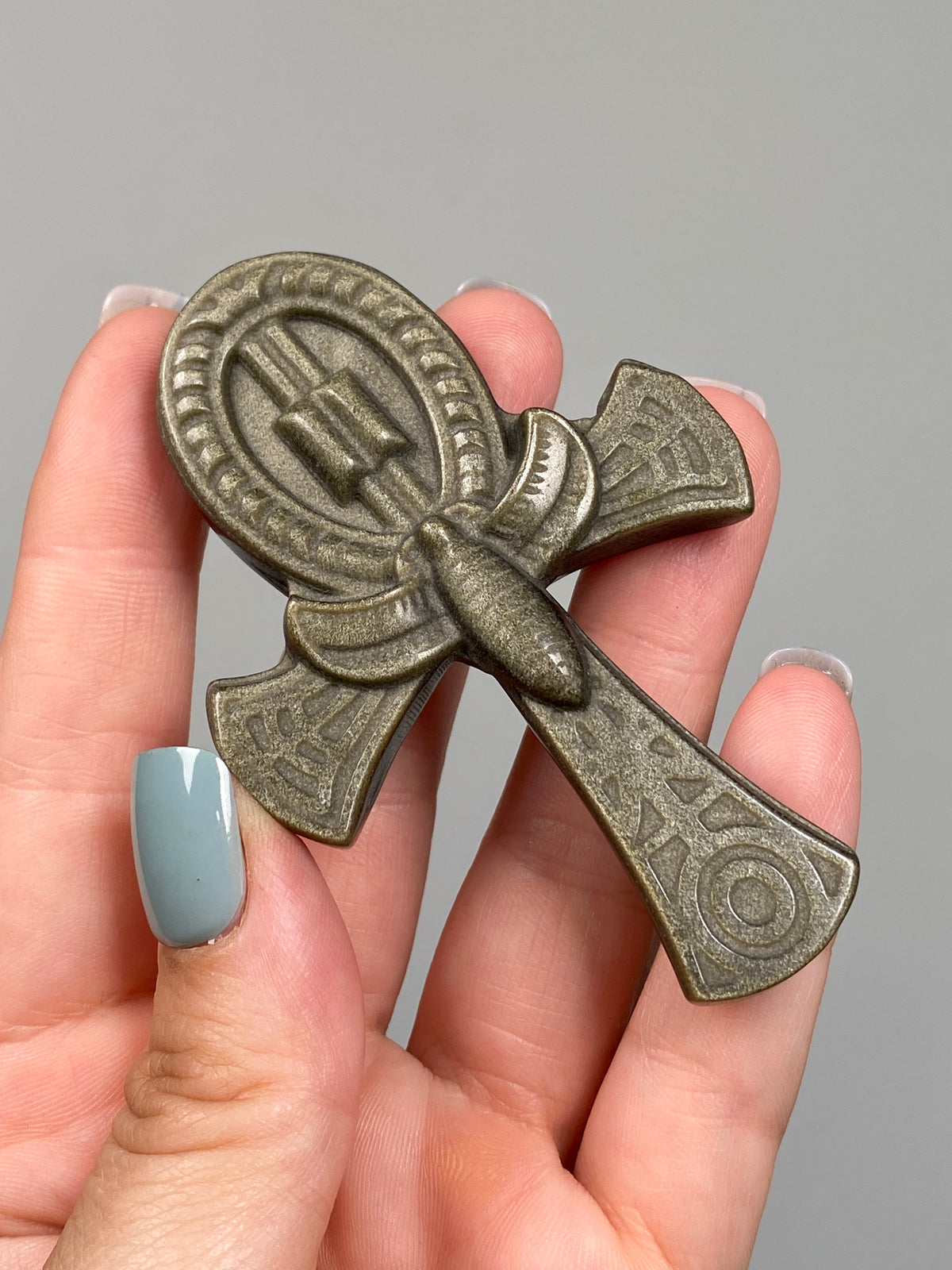 Gold Sheen Obsidian Ankh